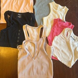 Cider Ribbed Tank Tops - Black, Pink, Cream, Blue